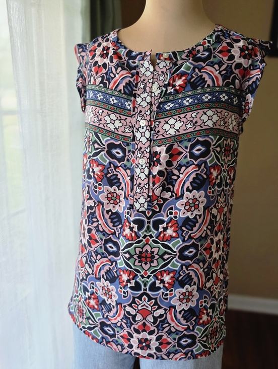 LOFT Tops - Ann Taylor LOFT | Vibrant Boho Floral Sleeveless Blouse Size Small Lightweight